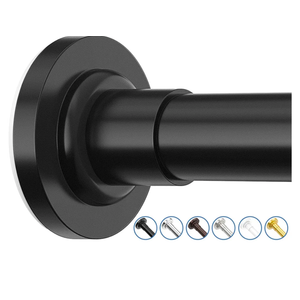 Shower Curtain Rod Adjustable 32-75 Inch, Spring Tension Shower Rods Stainless Steel Telescoping Curtain Rod for Bathroom or Windows, No Drilling, No Slip, No Rust, Black