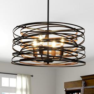 19.7" Rustic Chandelier for Dining Room, 4-Light Farmhouse Lighting for Kitchen Island, Wood Grain and Vintage Black Metal Light Fixture for Living Room Entryway 19.7" Rustic Chandelier for Dining Room, 4-Light Farmhouse Lighting for Kitchen Island, Wood Grain and Vintage Black Metal Light Fixture for Living Room Entryway