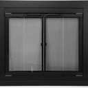 Stanbroil Fireplace Glass Bi-fold Style Door, Black Finish, Medium, Decorative Fireplace Screen Door for Fireplace Accessories