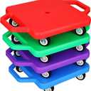Jerify 4 Pieces Sports Scooter Board with Handles Plastic Casters Floor Sitting Scooter Boards for Kids Children Gym Indoor Outdoor Activities Play Equipment, 11.22 x 11.22 inch (Multi Colors)