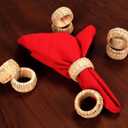 ALPHA Living HOME Boho Chic Dining Décor Set of 12 - Handmade Napkin Rings Rustic Woven Rattan Napkin Holders for Dining Table, Weddings, Parties, Holiday Gatherings, and Everyday Use (Natural)