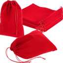 uxcell 25 Pcs Velvet Drawstring Bag, 8 x 10 Inch Jewelry Velvet Pouches Gift Bags for Wedding Party Favor Candy Jewelry Packaging Organizing Storage, Red