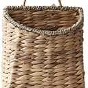 GYASVWU Woven Hanging Basket Water Hyacinth Hanging Wall Basket Wicker Handmade Baskets for Garden Farmhouse Home (Seagrass mouth)