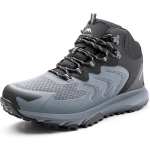 Men's Waterproof Hiking Boots Lightweight Comfortable Outdoor Walking Trail Boots Shoes (10.5, Grey-1)