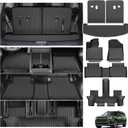Powerty Floor Car Mat for Hyundai Santa Fe 2024 2025 2026, All Weather TPE Custom Trunk Cargo Mat Liner with Backrest Mat Replacement for Hyundai Santa Fe 6/7-seater Accessories (Include Hybrid&Gas)