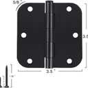 30 Pack Rounded Matte Black Door Hinges 3.5 Inch 5/8" Radius Interior 3 1/2" Flat Iron Bifold Residential Standard Bedroom Indoor for Doors 3 "Hardware Control House Home Decor Essentials Accessories