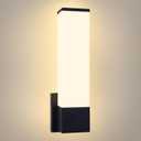 Kalium 14in Modern Wall Sconces, Dimmable Bathroom Vanity Lights, 3000K Warm White LED Indoor Sconces Lighting for Bathroom, Stairs, Living Room, Bedroom. Hardwired. (Black - Rectangular 14in)