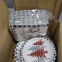 Homlouue 200PCS Merry Christmas Paper Plates and Napkins Set, Red & White Christmas Tree Plates and Napkins, Disposable Dinnerware Set for 50, Xmas Party Decor