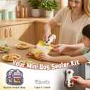 7 x 2 in 1 Mini Bag Sealer, Rechargeable Heat Sealer with Cutter and Magnet,Portable Handheld Chip Bag Resealer for Snacks, Candies & Food Storage (Gray)