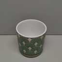 Napco Imports Decorative Home or Garden 8.75 x 5.5 Inch Indoor or Outdoor Flower Pot Planter with Saucer Green and Beige Scallop Design