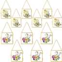 Kigley 12 Pcs Double Glass Frame 2.4" and 3.2" Small Square Glass Frames for Pressed Flowers with Chain for Display Gallery Artwork (Gold)