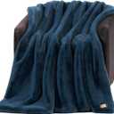 UGG Euphoria Faux Fur Throw Blanket, Soft Warm Throw Blankets for Couch or Bed, Luxury Bedroom Decor, Giftable Fuzzy Blankets, Machine Washable, 50-inch x 70-inch, Indigo Blue