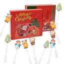 Christmas Lollipops Candy, 4 Pack Christmas Candy Individually Wrapped, Fruit Flavored Light-Up Suckers Bulk For Festive Treats (EXP 07/15/25)