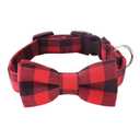 Malier Dog Cat Collar with Bow tie Christmas Plaid Dog Collar with Light Release Buckle for Small Medium Large Dogs Cats Pets - Small