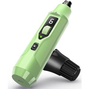 YABIFE 7-Speed Dog Nail Grinder with LED Light – Ultra Quiet Electric Pet Nail Trimmer for Large Dogs & Cats – Professional Grooming Tool with Dust Collector, One-Hand Speed Control - 2 Pack, (Light Green)