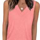 WIHOLL Tank Tops for Women Summer V Neck T Shirts Trendy Sleeveless Basic Tees Fashion Clothing (Medium, 1-coral)