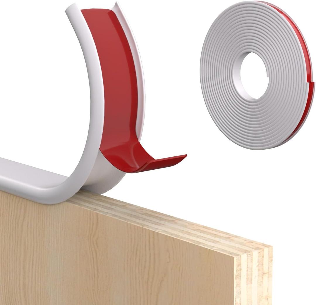 U-Shape Edge Banding, 1 inch x 20ft Edge TPE Self Adhesive Veneer Edging Trim Flexible Edge Protector, Strip for Countertop Cabinets Table Restoration Shelves, White