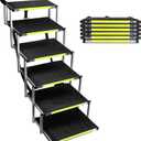 Sturdy 6-Step Aluminum Frame Dog Stair with 1680D PVC Fabric - Non-Slip, Lightweight & Portable - Ideal for Car, SUV, Truck Access - Black (106x80x43cm)