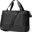 Travel Duffel Bag with Shoes Compartment, Overnight Weekender Bags for Women, Carry on Personal Item Bag with Wet Pocket for Travel, Gym, Weekend,Black