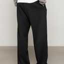 Men's Casual Baggy Wide Leg Lounge Travel Pants Streetwear with Pockets (Black, M)