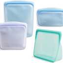 Stasher Silicone Reusable Storage Bags, 4-Pack, Reusable Freezer Bags, Microwave, Dishwasher, Oven Safe, Sous Vide, Premium Lunch Containers, Eco Friendly, Food Storage Bags, Snack Bags, Multicolor