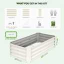 ZORMY 2 Pcs 4x2x1ft Galvanized Raised Garden Bed Outdoor, Metal Planter Boxes with Easy Assembly, Planter Raised Beds for Gardening, Flower, Plants, Vegetable, Herb - White