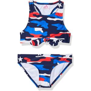 Kanu Surf Girls' Addie UPF 50+ Beach Sport Racer Bikini 2-Piece Swimsuit (6X, American Dream Flag)