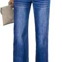 Wide Leg Jeans for Women Casual High Waisted Strechy Straight Leg Loose Tummy Control Denim Pants with Pocket, Size 6
