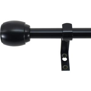 Decopolitan 5/8" Cap Curtain Rod Set, 28 to 48 Inches, Black