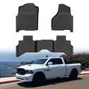 Mixsuper Floor mat for 2009-2018 Dodge Ram 1500 Quad Cab, 2019-2024 Ram 1500 Classic Quad Cab,All Weather TPE Rubber Floor Liners Protection for Car Accessories,2 Row Anti-Slip Car Mats, Black