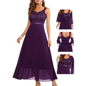 BeryLove Summer Formal Wedding Guest Prom Dresses Sequin Cocktail Evening Lace Elegant Mother of The Bride Dress S