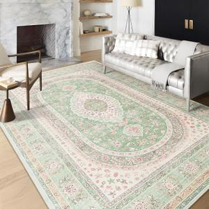 6x9 Area Rugs Washable,Green Rug for Living Room Bedroom Kitchen,Large Boho Vintage Bohemian Distressed Oriental Carpet Non Slip,Sage Blush Floral 6x9 Area Rugs Washable,Green Rug for Living Room Bedroom Kitchen,Large Boho Vintage Bohemian Distressed Oriental Carpet Non Slip,Sage Blush Floral