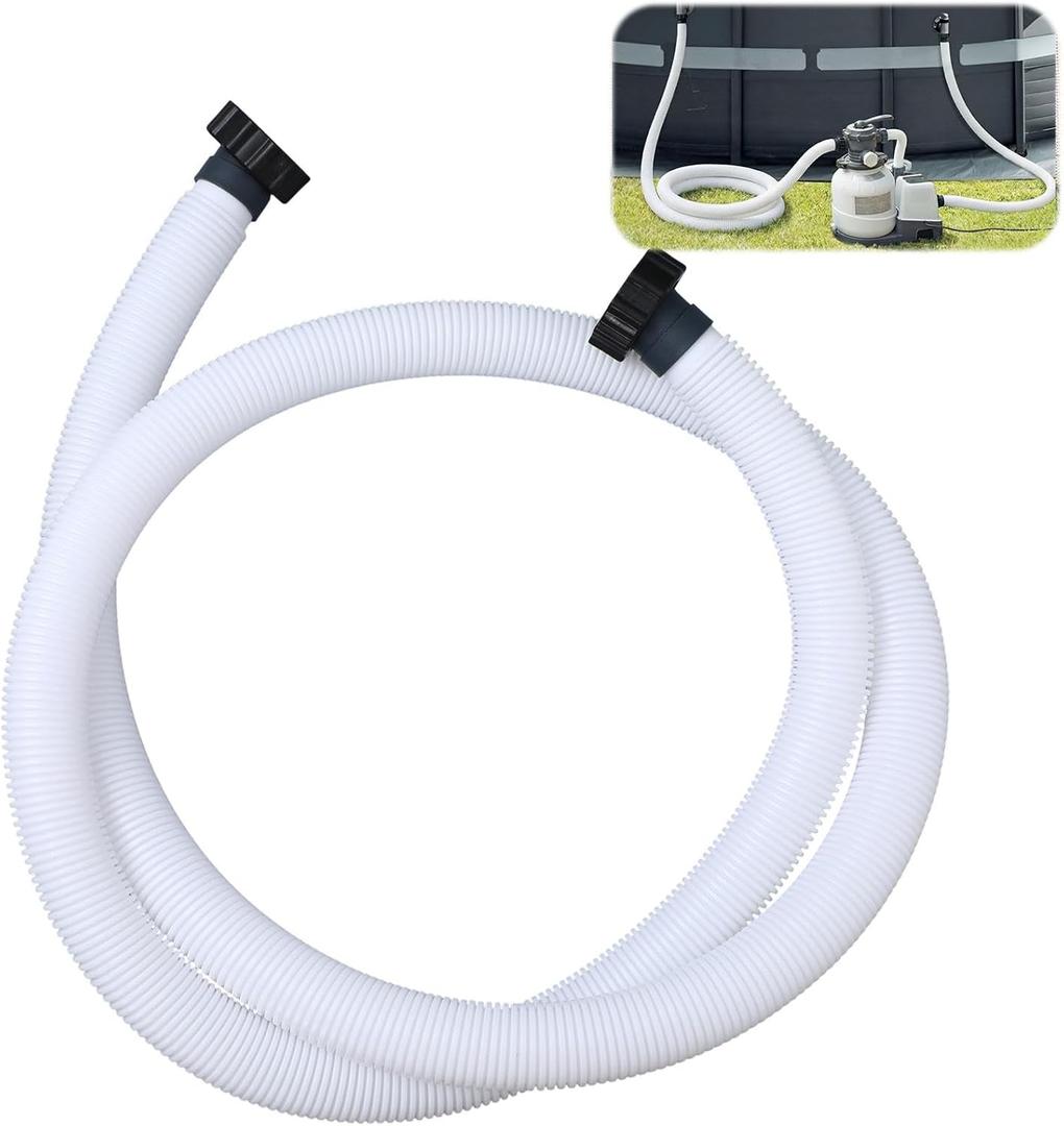 Frienda 10 ft Swimming Pool Replacement Hose - 1.5" Diameter Plastic Above Ground Hose Replacement Accessory for Home, Swimming Pool, Filter Pump, Saltwater Systems(White, Black)