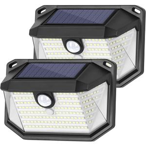 Solar Outdoor Lights, 2-Pack Super Bright 178 LEDs Motion Sensor Wall Light with 270 Wide Angle & 3 Modes, Waterproof Solar Powered Security Light for Patio Garden Garage Front Door