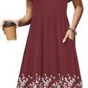 Zeagoo Women Summer Short Sleeve Midi Dress with Pockets Casual Aline Flowy Tshirt Dress Floral Vocation Beach Sundress XL