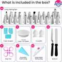 Riccle 88 pcs Cake Decorating Kit with Cake Turntable - Includes 50 Disposable + 2 Reusable Piping Bags and Tips Set, 24 Icing Piping Tips, 2 Spatulas, 3 Icing Comb Scraper, Baking Supplies