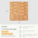 Vandroop Maple Wood End Grain Cutting Board for Kitchen - Square Wooden Maple Heavy Butcher Block Chef's Board 14x14x2”- Reversible End-Grain Chopping Board with Finger Grips