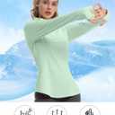 FKEEP Women's Sun Shirts Long Sleeve Athletic Jackets UPF 50+ Top with Thumb Holes Quick Dry for Golf Tennis Hiking (Green, XS)