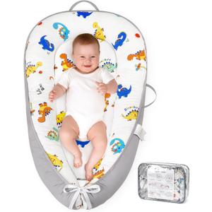 HKAI Baby Lounger  Soft Cotton Infant Floor Seat for Newborn to 24 Months, Portable Baby Essentials for Boys & Girls, Travel-Friendly Baby Lounge Pillow