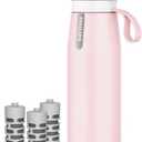 PHILIPS Water Bottle with Filter, Filter Water Bottle Stainless Steel with GoZero Everyday BPA-Free Tap Water Filter, Water Filter Bottle Keep Drink Cold 24 Hours, 3 Filters for 120 gal / 6 Months