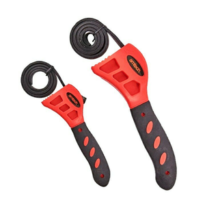 WEAVILUX 2Pcs Comfortable Handle Red Rubber Strap Wrench for Bottle Opening