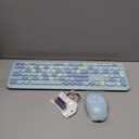 Wireless Keyboard and Mouse Combo, Colorful Ergonomic Full Size Retro Low-Noise Keyboard with Cute keycaps, Compatible with Windows, PC, Perfer for Home and Office Keyboards (Blue)