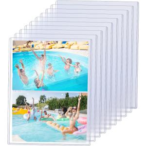 10 Pcs 5" x 7" Photo Sleeves Rigid Card Protectors Clear Waterproof Hard Plastic Page Sheet Protectors Top Loading Rigid Photo Card Postcard Sleeves for Album Paper Document Holder