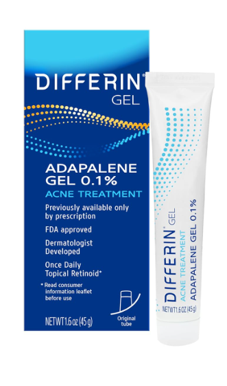 Differin Acne Treatment Gel, 60 Day Supply, Retinoid Treatment for Face with 0.1% Adapalene, Gentle Skin Care for Acne Prone Sensitive Skin, 15g Tube 