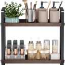 HNRLOY Bathroom Counter Organizer,Bathroom Countertop Organizer,Counter Shelf,Countertop Storage,Organization and Storage,Makeup Shelf,Sink Caddy(Brown 2 Tier)