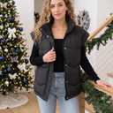 Women's Oversized Puffer Vest Zip Up Sleeveless Jackets Winter Padded Coat (Black)