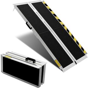 Portable Wheelchair ramp 5FT,Non-Slip Aluminum Threshold ramps for Home Steps,Folding Handicap Ramp,ramps for Home,doorways,Stairs,Weight Capacity up to 600LBS 5FT (Usable Height 6-15 inch)