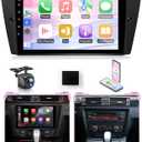 2G+32G Car Radio for BMW 328i 325i 335i E90 E91 E92 E93 2005 to 2011 Stereo Wireless CarPlay Android Auto, 9" IPS Touch Screen for BMW E90 Car Play GPS Navi/FM RDS/5G WiFi/SWC/Camera (No Fiber)