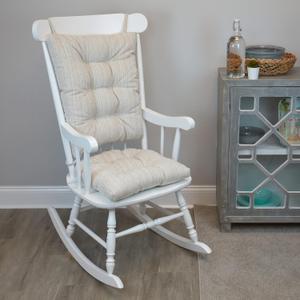 Klear Vu The Gripper Non-Slip Rocking Chair Cushion Thick, Includes Seat Pad & Back Pillow with Ties for Indoor Living Room Rocker, 17x17 Inches, 2 Piece Set, Cream