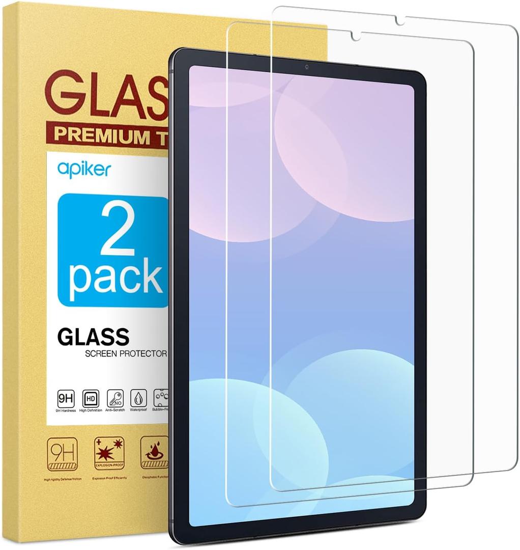 apiker 2 Pack Screen Protector for Samsung Galaxy Tab S6 Lite 10.4 inch (2024/2022/2020), HD Tempered Glass for Samsung Tablet S6 lite